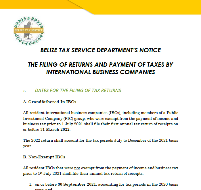 The Filing of Returns and Payment of Taxes by International Business